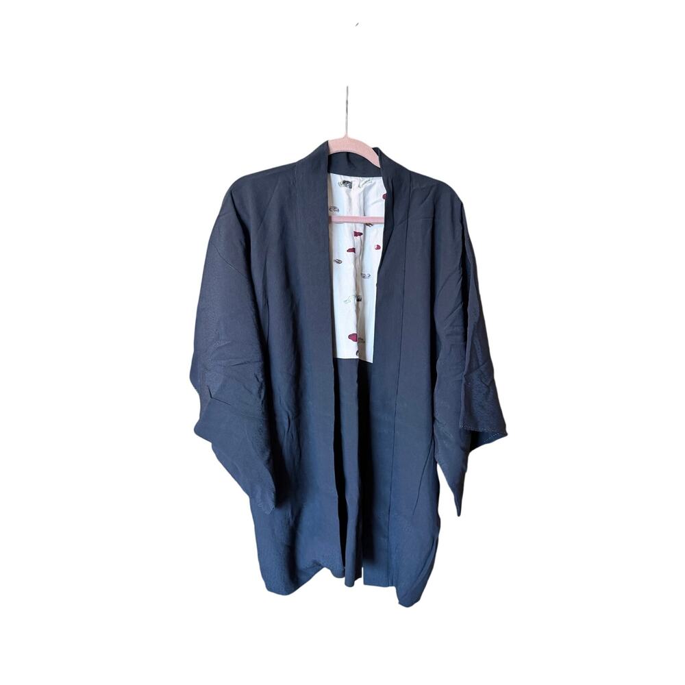 Handmade vintage Asian kimono open front silky one size fully lined robe chic